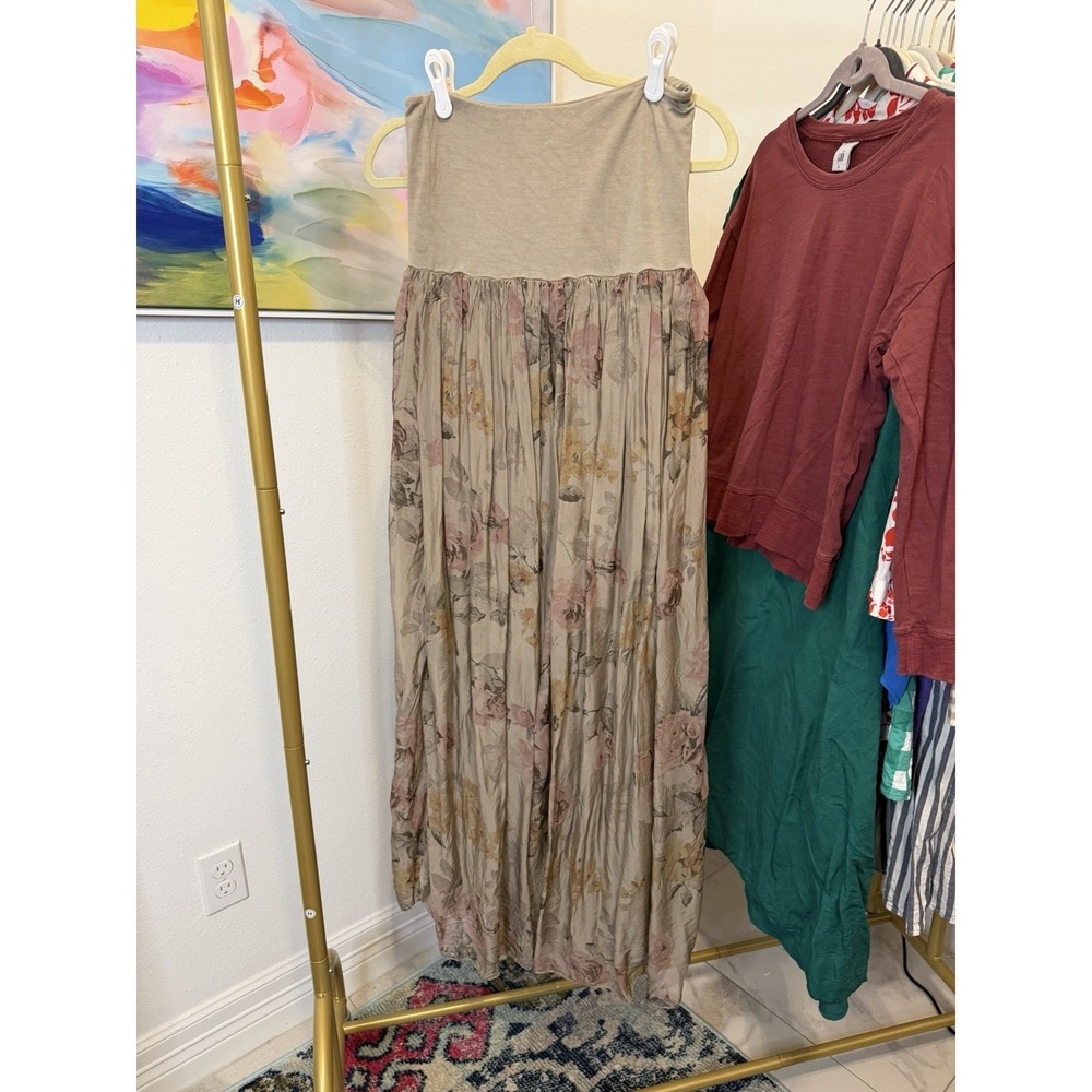 Bella France Made In Italy Women's Dress Floral Flowy Tube‎ Top Size LArge